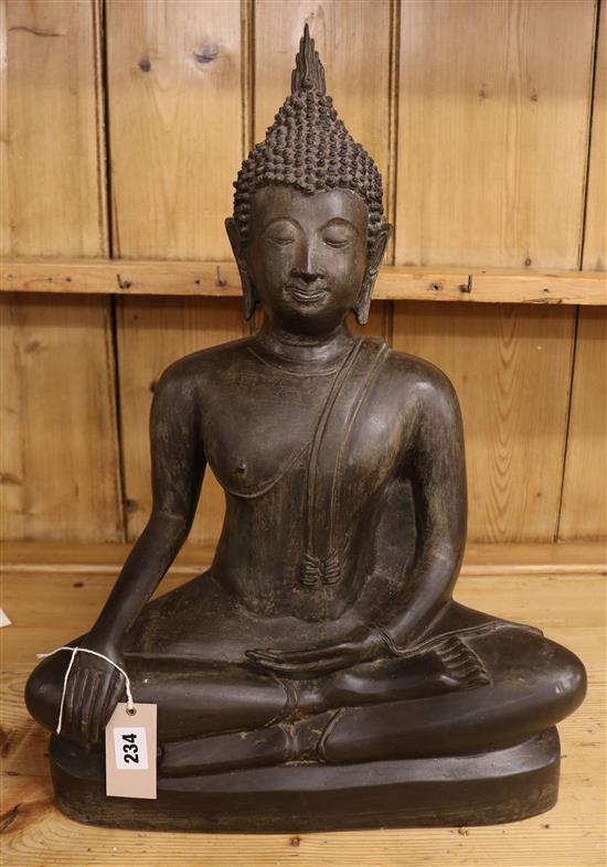 A large Thai bronze seated figure of Buddha